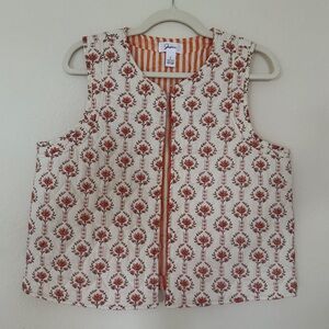 NWOT Japna Quilted Floral Orange Vest